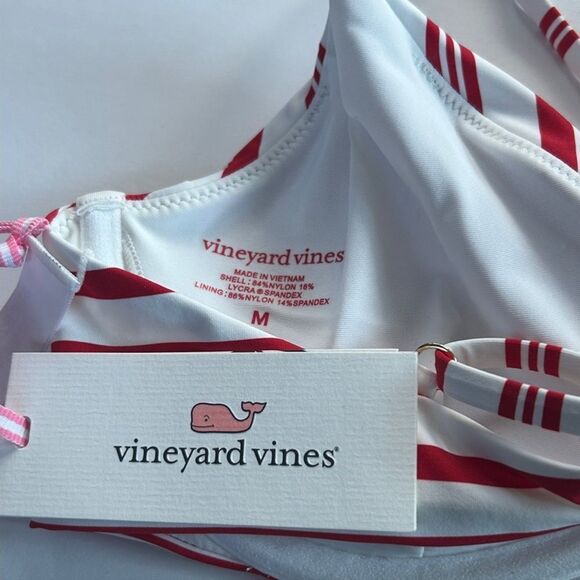 NWT Vineyard Vines Red & White Stipe Bikini Swim Top Size Medium - Picture 4 of 5